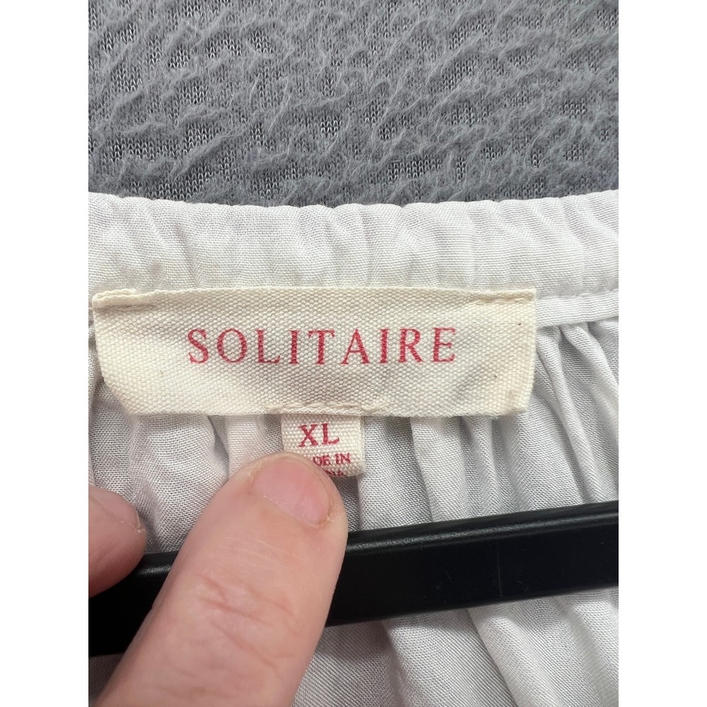 Anthropologie Solitaire Blouse Women's Sz XL White Embroidered Peasant Bird Boho - Picture 5 of 11